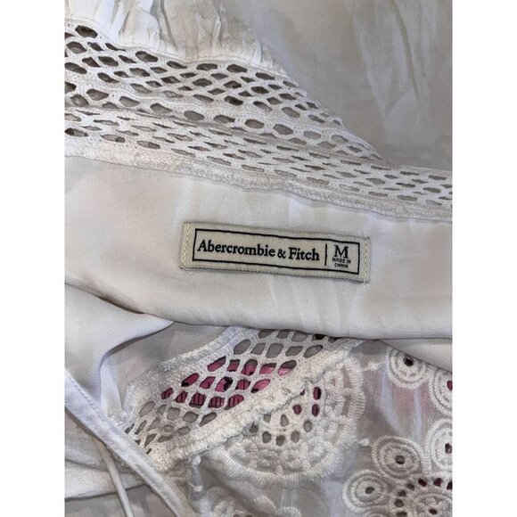 Abercrombie & Fitch White Lace Embroidered Sleeveless Pullover Women's Dress Siz - Picture 7 of 8